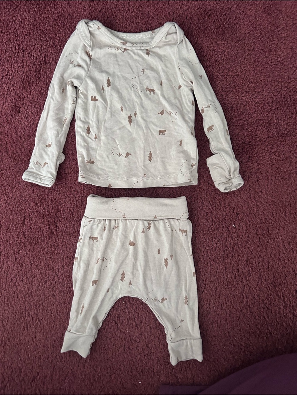 Carter's Cream and Brown Nature Print Kids Pajama Set